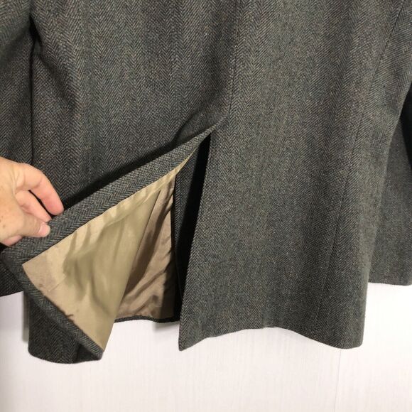 Pendleton Blazer Mens 46 Gray Virgin Wool Herringbone Tweed Sport Coat Vintage - Picture 14 of 15